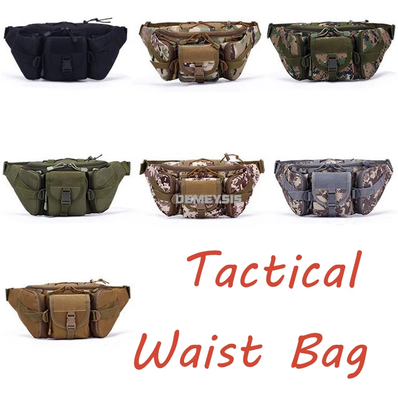 Men's Hunting Waist Packs Durable Nylon Army Tactical Training Waist Bags Military Combat Hiking Climbing Camouflage Waist Bag