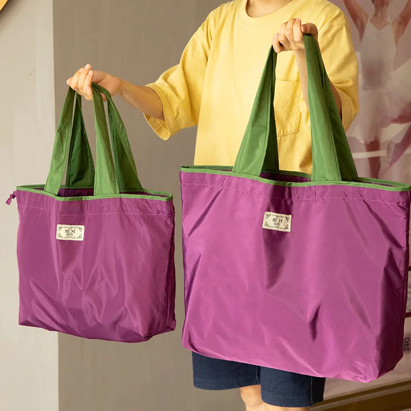 

Large Supermarket Shopping Bag Drawstring Vegetable Fruit Bag Environmental Protection Fashion Shoulder Bag Handbag Grocery Bag