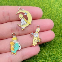 20pcs 2513mm enamel cartoon star moon prince jewelry earring necklace keychain pendant diy making material alloy accessories