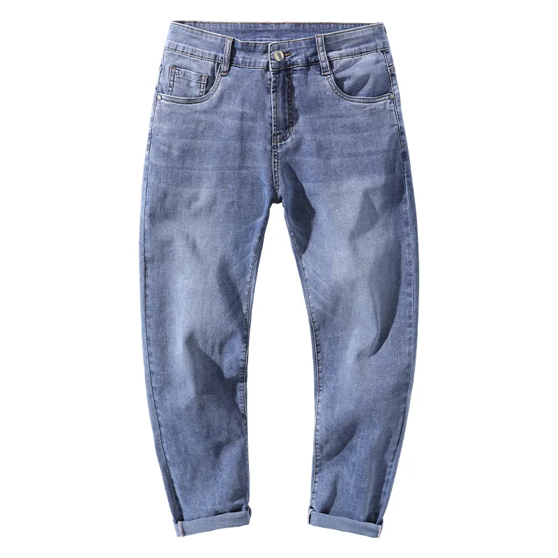 

Slim Fit Feet Elastic Trend Korean Edition Jeans for Men Stretch Loose Straight Denim Trousers Male Brand Pants Plus Size 40