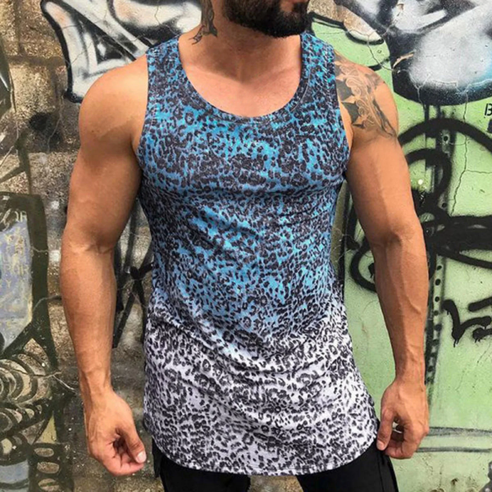 

Мужская майка без рукавов, с леопардовым принтом