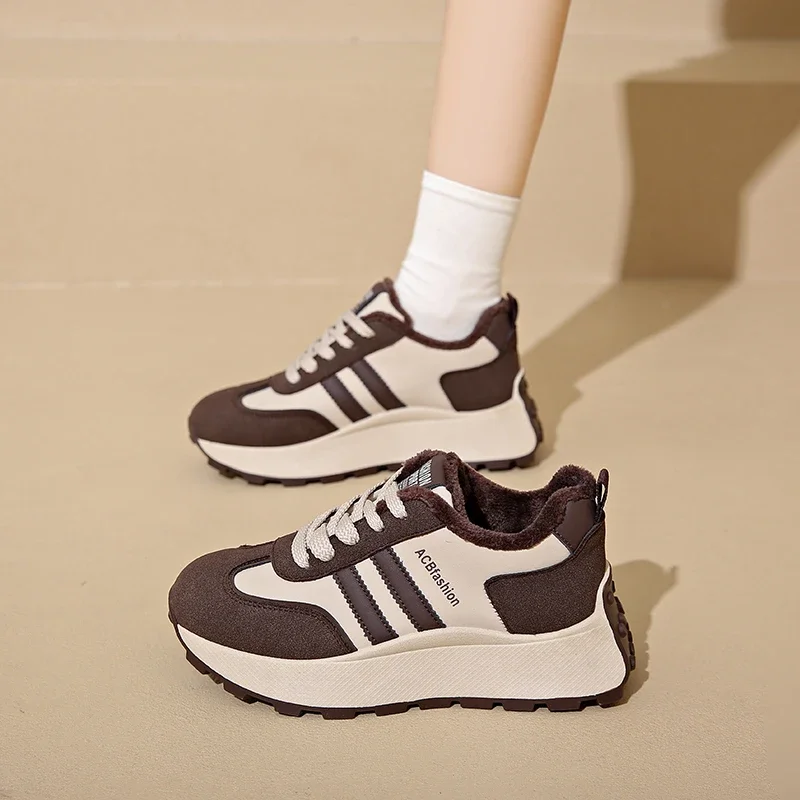 Кроссовки на высокой платформе нескользящая прогулочная обувь танкетке женская