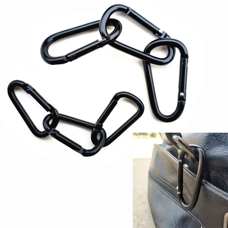 

3PC Black Aluminum Carabiner D-Ring Key Chain Clip Safety Buckle Keyring Snap Hook Outdoor Camping Travel Sport Equipment Tools