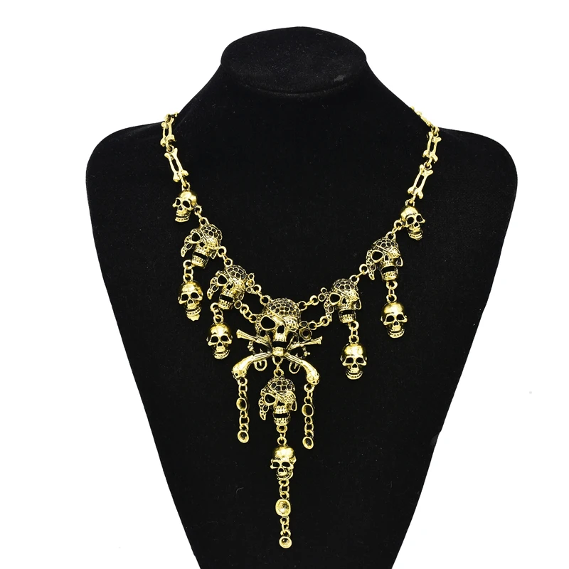 

Skeleton Women Necklaces Pendants Tassels Vintage Punk Gypsy Chokers Necklaces Bohemian Ethnic Carved Necklaces Feminina