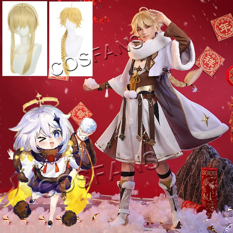 

Game Genshin Impact Aether Cosplay Costume New Year Greetings Figure Uniforms Activity Party cosplay costume wig headgear