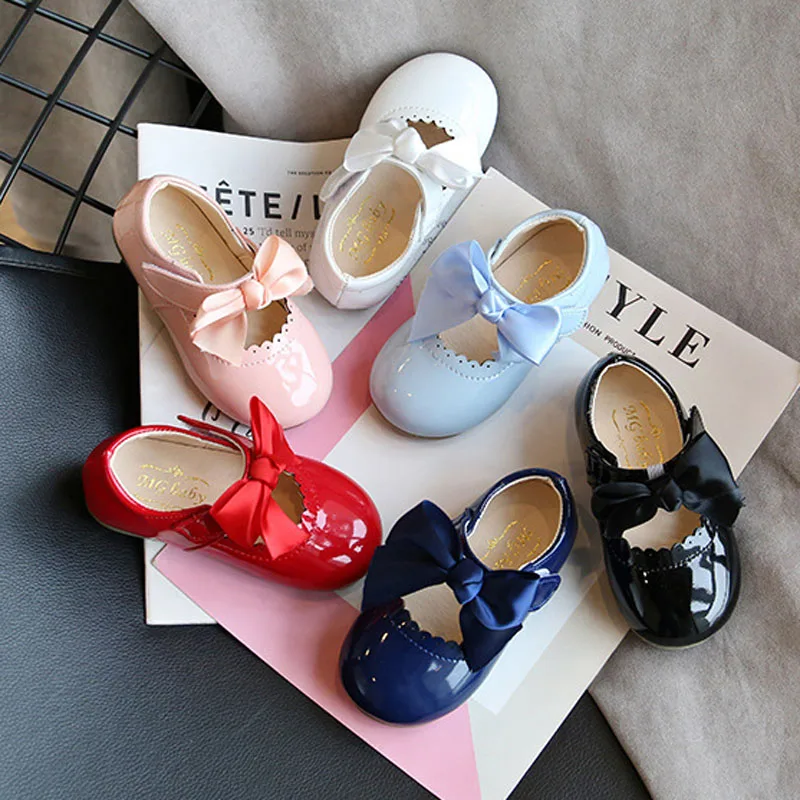2023 обувь из искусственной кожи для девочек детская с милым бантом новая весенняя