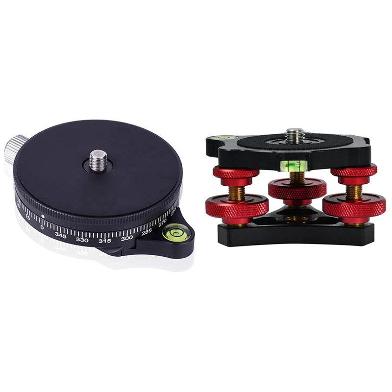 

Camera Pan Base With Arca Swiss Style Plate With LP-64 3/8 Inch Screw Tripod Leveling Base With 3 Adjustment Dials