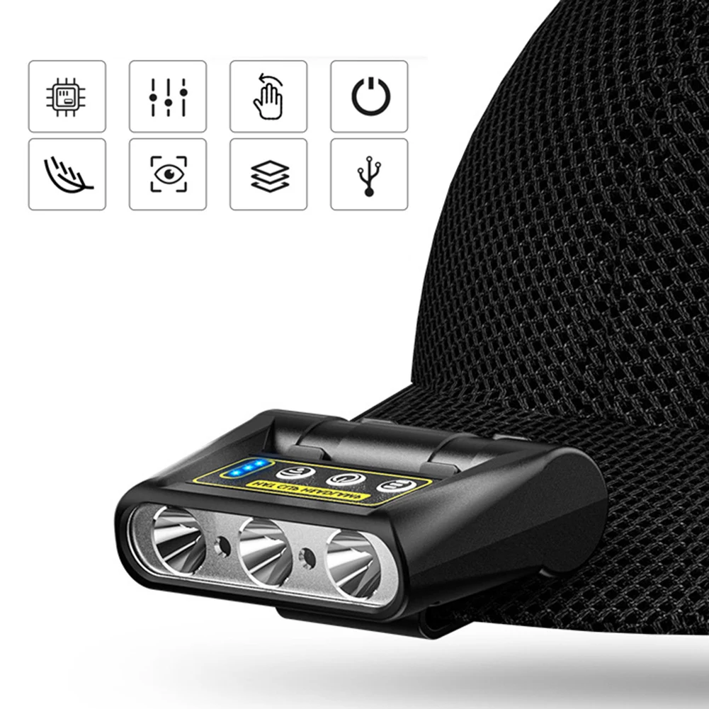 

Hat Clip Induction Sensor Headlight USB Strong Outdoor Head-mounted Camping Lamp