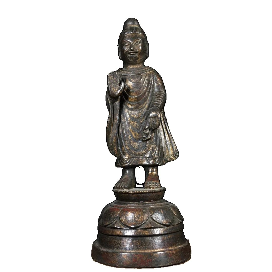 

LAOJUNLU Pure Bronze Gilt Buddha Statue Ornament Chinese Traditional Style Antiques Fine Art Gifts Crafts