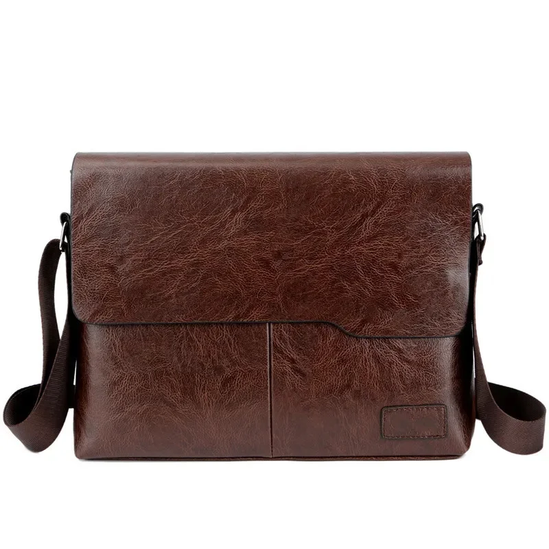 

PU Leather Men'S Briefcase Male Executive Document Shoulder Vintage Business Work Messenger Side Designer Caddy Bag