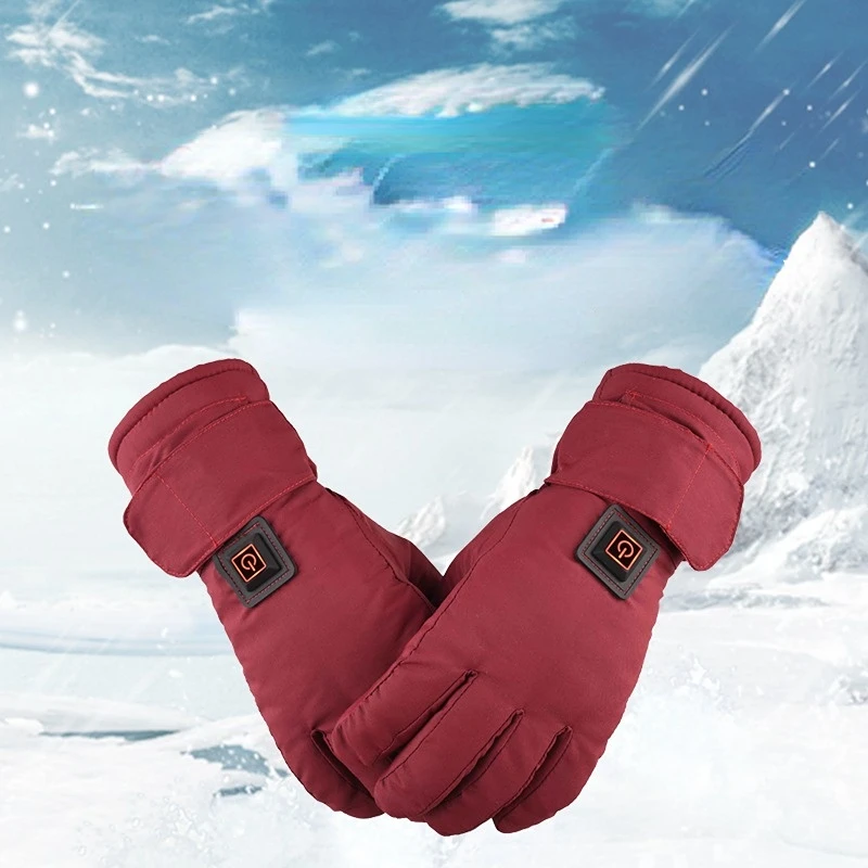 Heated Skiing Gloves Winter 3.7V Rechargeable Battery Powered Electric Heating Hand Warmer Skiing Glove Fishing Skiing Cycling