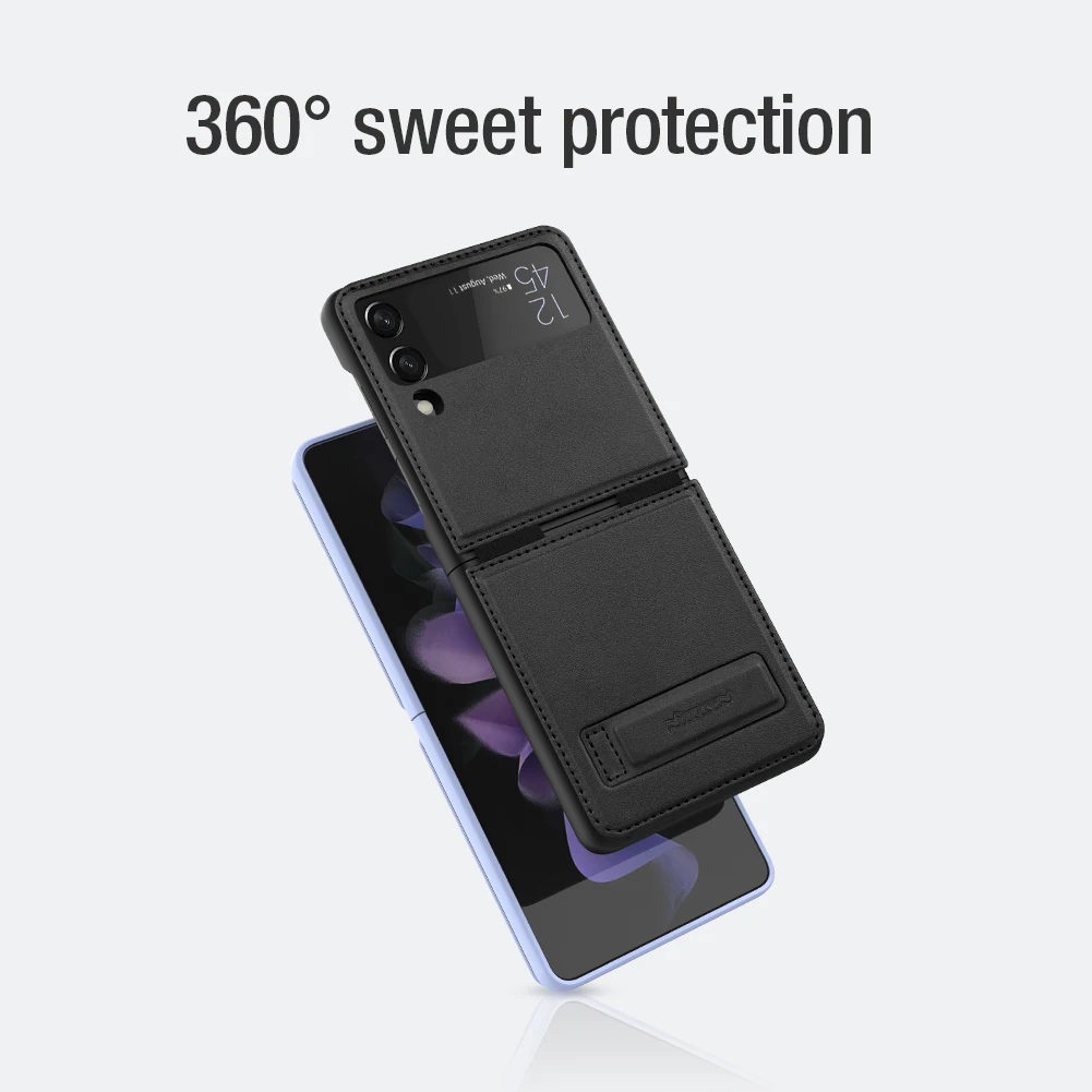 NILLKIN Fresh Fine Frain Leather Texture Case For Samsung Galaxy Z Flip 3 5G Adopt PU Plain Combine Handmade |
