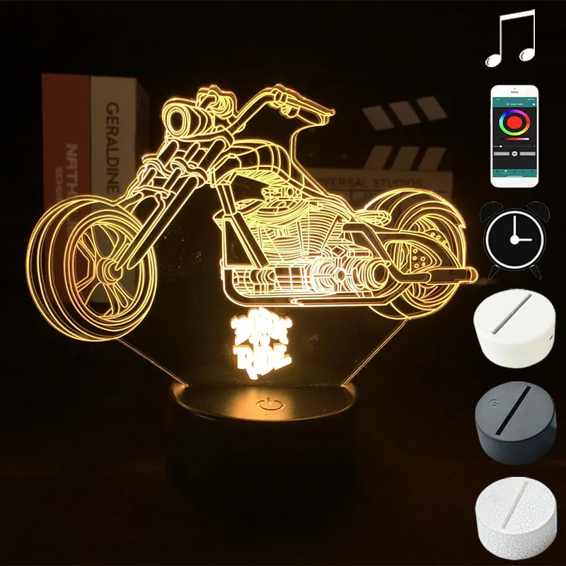 

Motorcycle 3D Atmosphere Lamp Acrylic LED Night Light Smart Phone Control Bedroom Decor