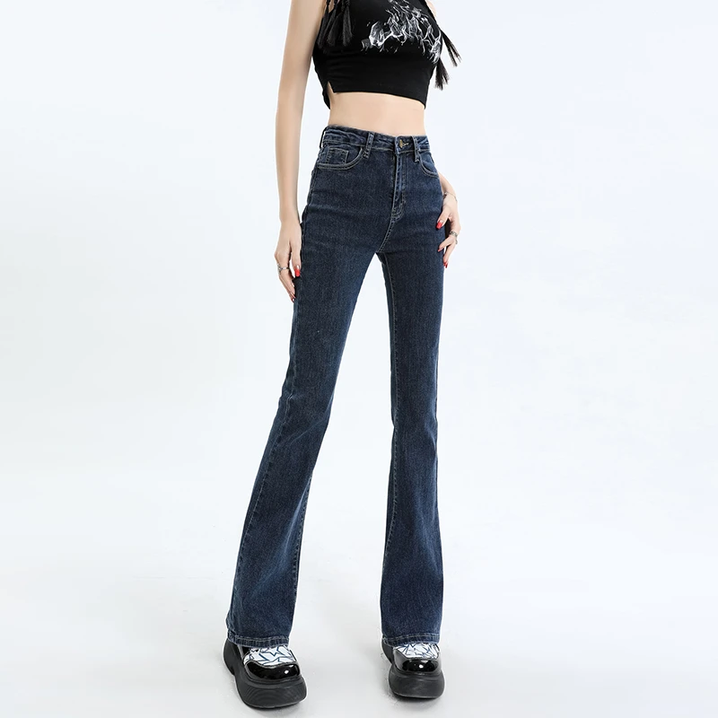 Women's 2023 Spring and Autumn Season Long Pants High Street Black Coffee New Elastic High Waist Slim Slim Slim Slim Pants
