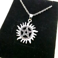 pentagram star pendant necklace for women men vintage fashion choker goth punk satan wicca pagan supernatural jewelry witchcraft