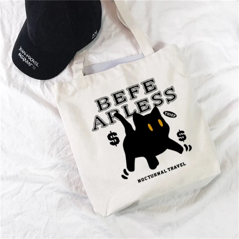 

Ladies Shopping Bags Cute Cat Print Kawaii Bags Harajuku Shopping Canvas Shopping Bags Girls Handbags Handbags Shoulder Ladies B