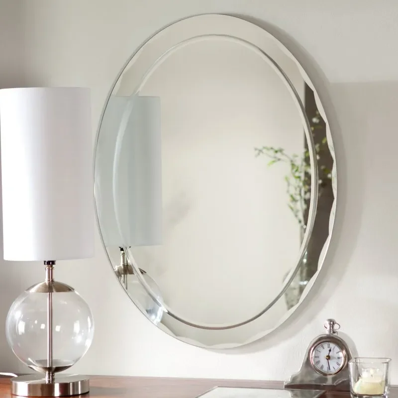 

Aldo Large 23.6" W x 31.5" H Oval Frameless Bathroom Wall Mirror Hangs Both Ways