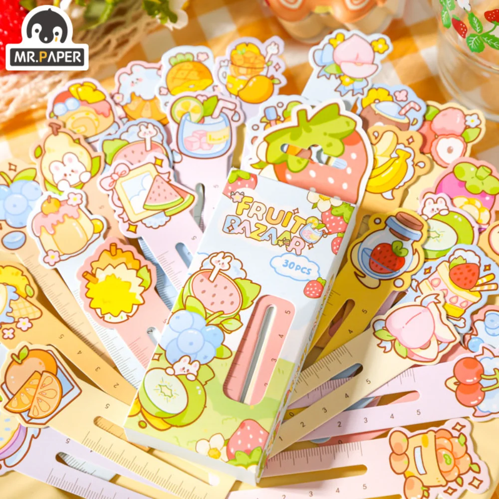 

Mr.Paper 30 Pcs/Box Cartoon Bookmark Mini Ruler Rich Pattern Cute Student Gift School Supplies Kawaii Korean Stationery