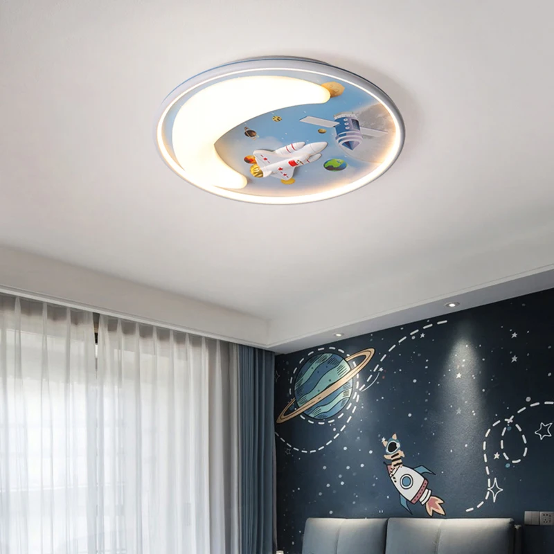 

Creative Led Circular Ceiling Lights Children's Room Cartoon Rocket Lights Living Bedroom Study Chandelier Indoor Lighting Lamps