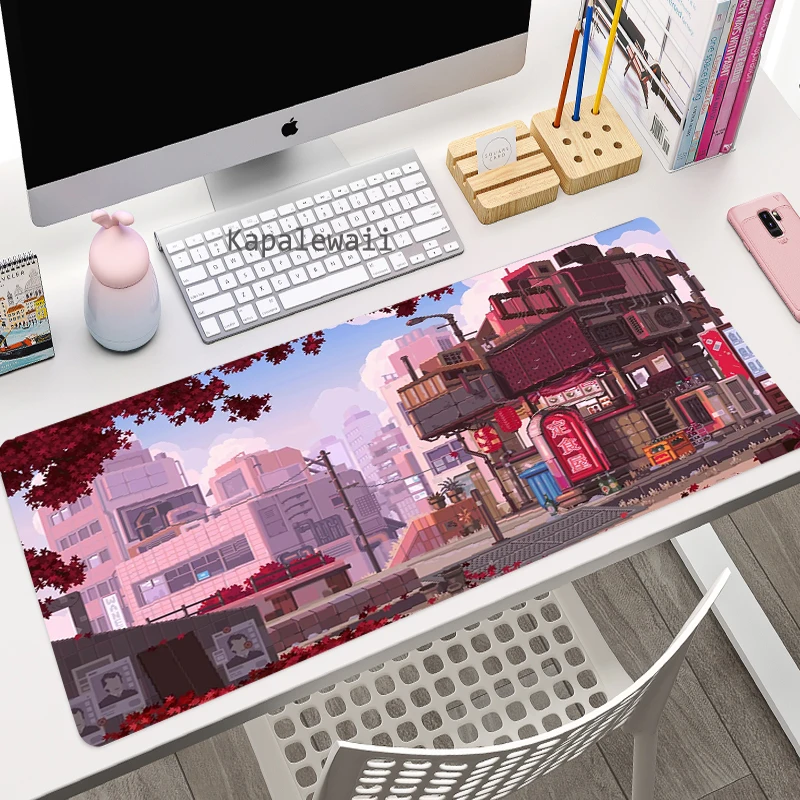

Japanese Architecture Large Size Mouse Pad Anime Cute Natural Rubber PC Computer Gaming Mousepad Desk Mat Locking Edge for CSGO