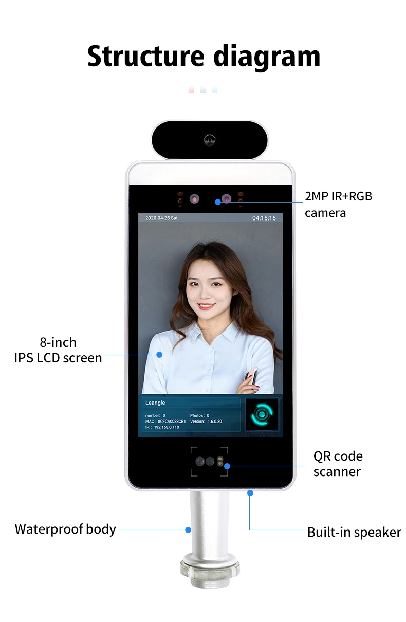 

Facial Recognition Liveness detection camera Time Attendance access control visitor management System