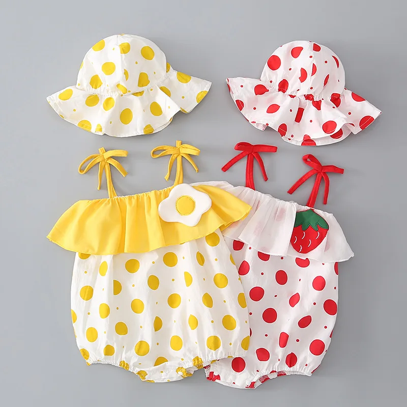 

Summer Girl Romper Baby Clothing Bodysuit Blue 0-2 Year Friut Set