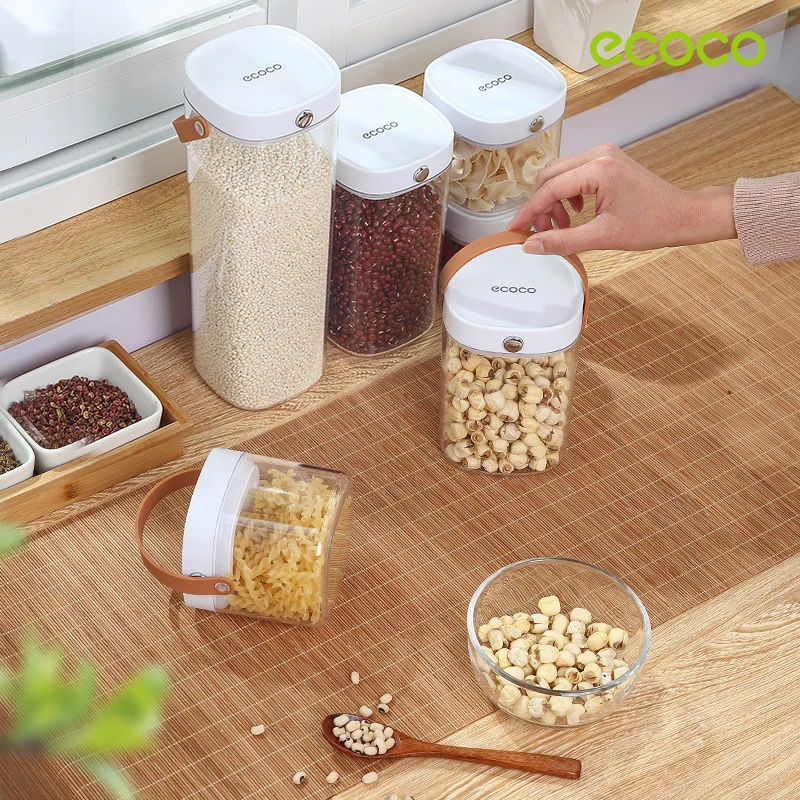 

ECOCO Food Storage Container Plastic Kitchen Refrigerator Noodle Box Multigrain Storage Tank Transparent Sealed Cans Herb Tea