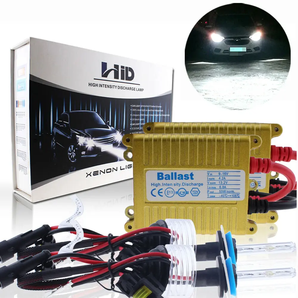 

55W Glofe Hid Low Beam Headlight Kits Bulbs H11 H16 6000K Cool White Bright