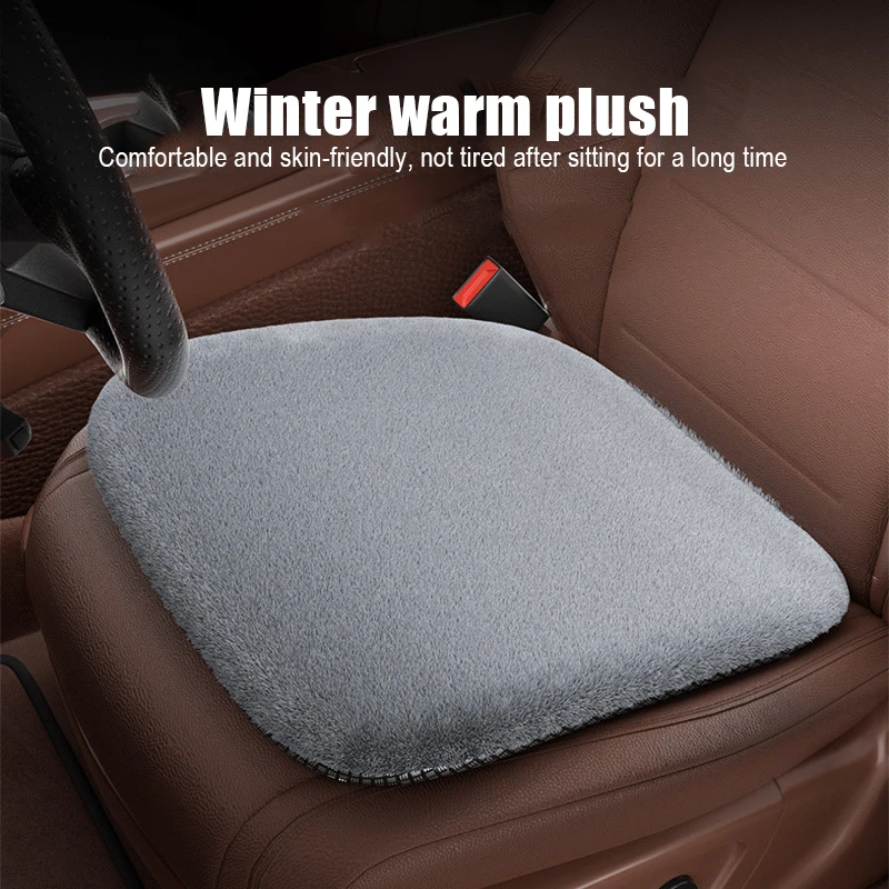 

1 Pcs Car Imitation Mink Hair Cushion Car Universal Winter Plush Warm Single Seat Square Cushion Car Anti-Skid Cushion