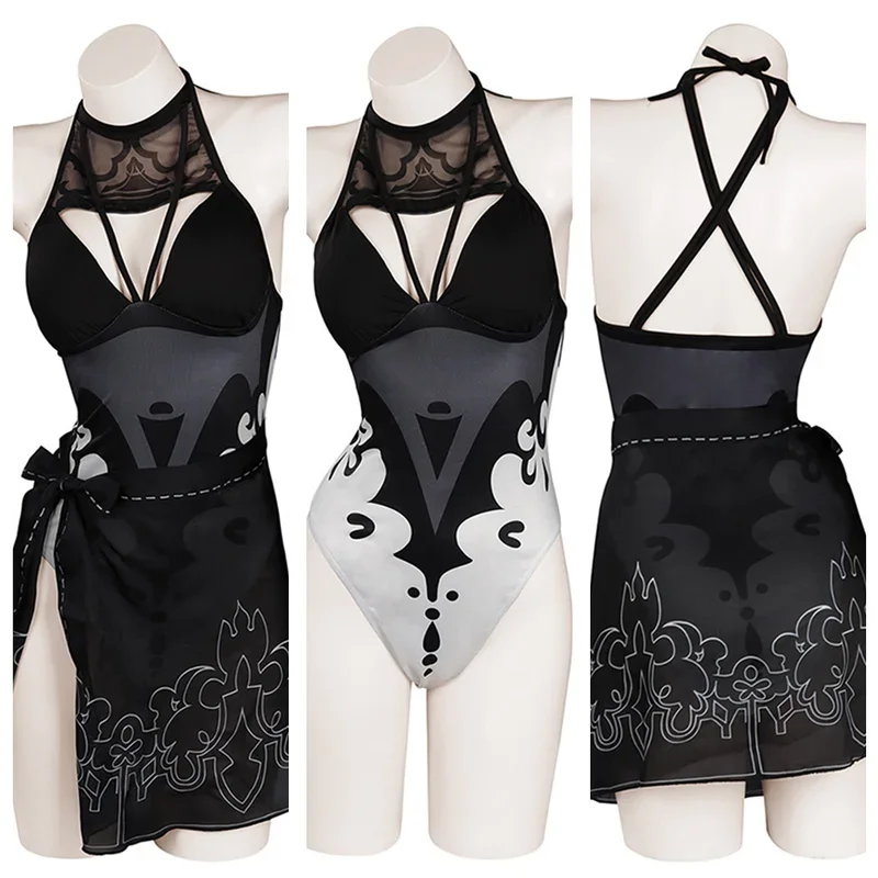 Костюмы для косплея Game NieR Automata 2B купальник черное платье-комбинация летняя юбка