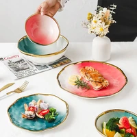 nordic luxury phnom penh ceramic western steak plate creative dish plate round fruit bowl salad bowl household tableware plate
