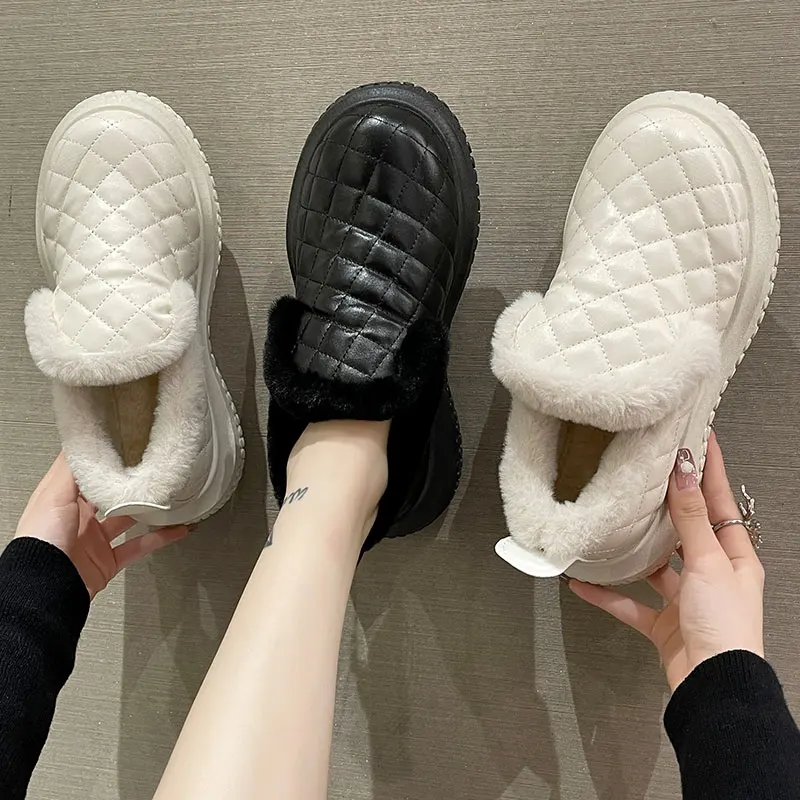 

Winter Shoes Women Round Toe Clogs Platform Autumn Casual Female Sneakers Flats Creepers New Fall Dress Flock Med Basic PU Mid-C