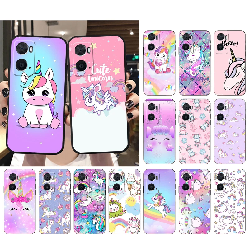 

Cute Unicorn Phone Case for OPPO A77 A57 A57S A78 A96 A91 A54 A74 A94 A73 A52 A53A53S A15 A16 A17 Funda
