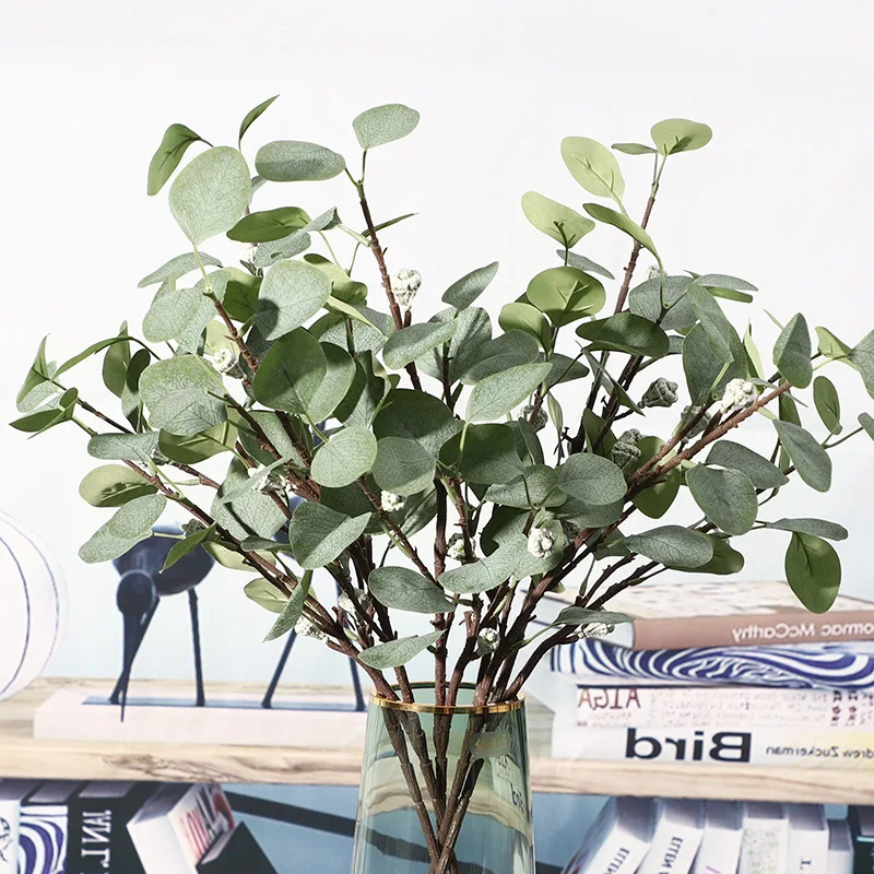 Ветка из искусственных листьев Ретро зеленый шелковый лист эвкалипта для