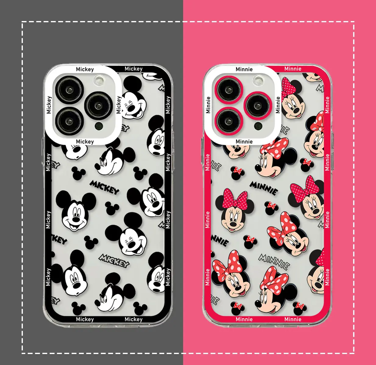 

Disney Mickey Minnie Mouse Transparent Phone Case For Xiaomi Mi 13 12 11 10 lite 11i 12S Poco M3 M4 F3 MIX 3 4 Pro Ultra 5G 4G