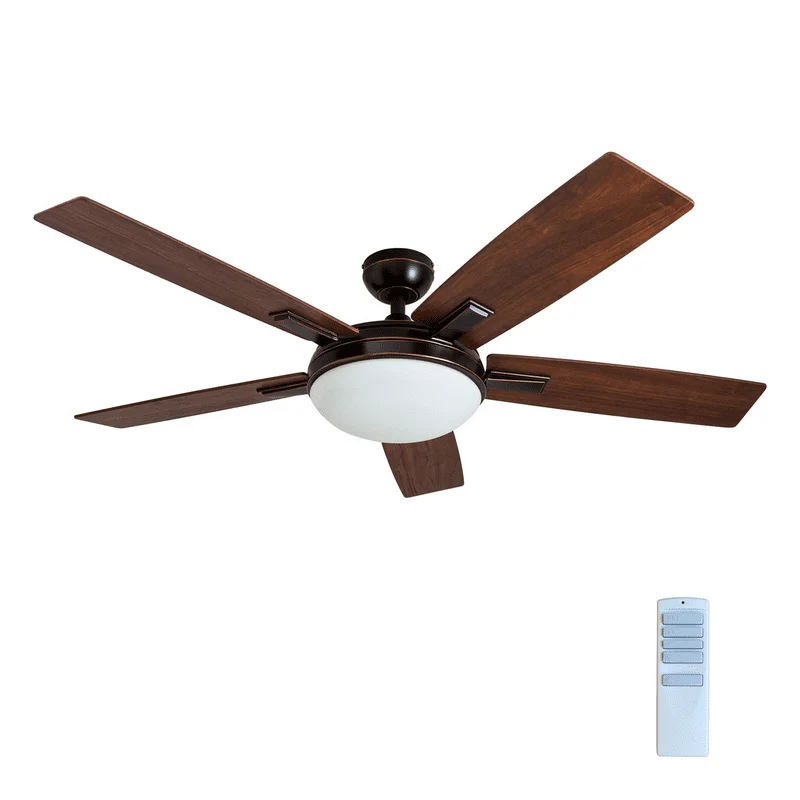 

52" Bronze Ceiling Fan with 5 Blades, Integrated LED Light Kit, Remote & Reverse Airflow