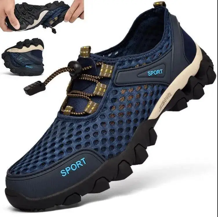 Summer Fashion Breathable Mesh Shoes Mens Non-slip Hiking Shoes Sneaker For Men Climbing Trekking