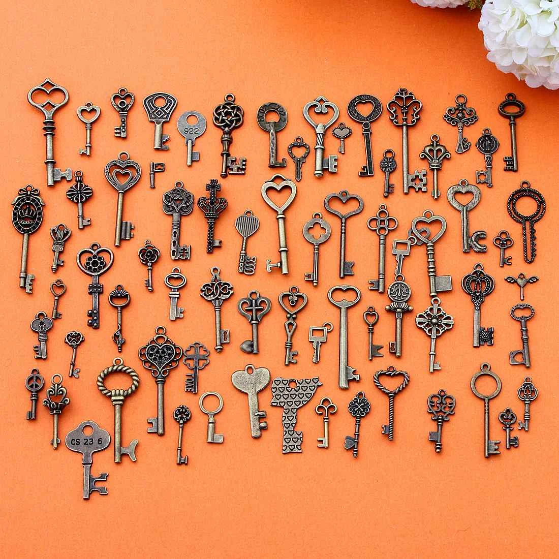 

69 шт. античный бронзовый винтажный набор ключей со скелетом DIY аксессуары ручной работы ожерелье подвески ювелирные изделия