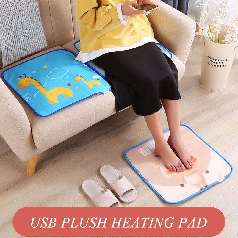 

USB Plush Heated Cushion Warm Chair Cushion In Autumn And Winter Electric Foot Warmer Baby Heated Seat Cushion For Office Car