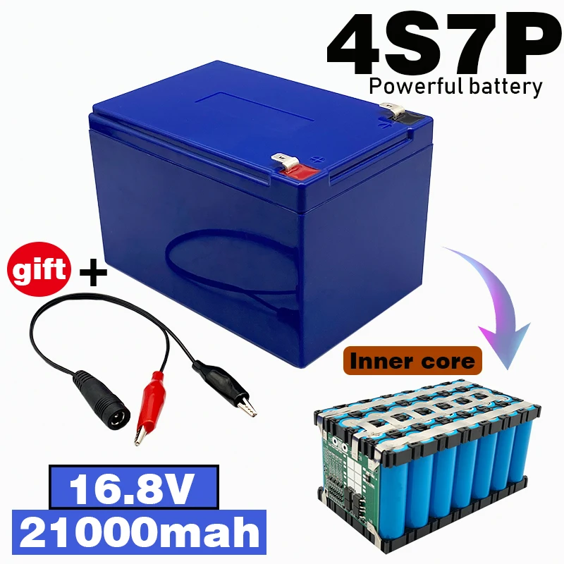 

16.8V battery, 21ah 4s7p 14.8V 16.8v, suitable for ncr18650ga, with 30A BMS, high power lithium ion inverter, touring car solar