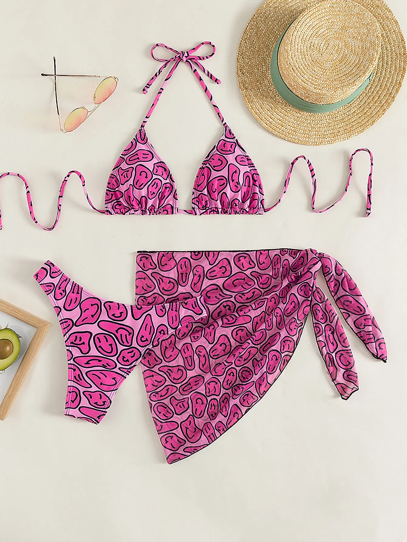 

3 шт., Женская пляжная юбка с принтом