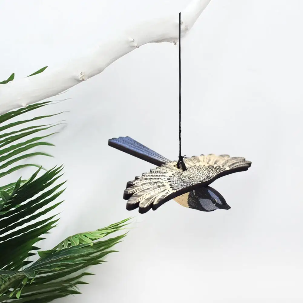 

Excellent Fade-resistant High Simulation Scene Layout Hanging Bird Ornament Anti-break Wooden Hanging Home Supply