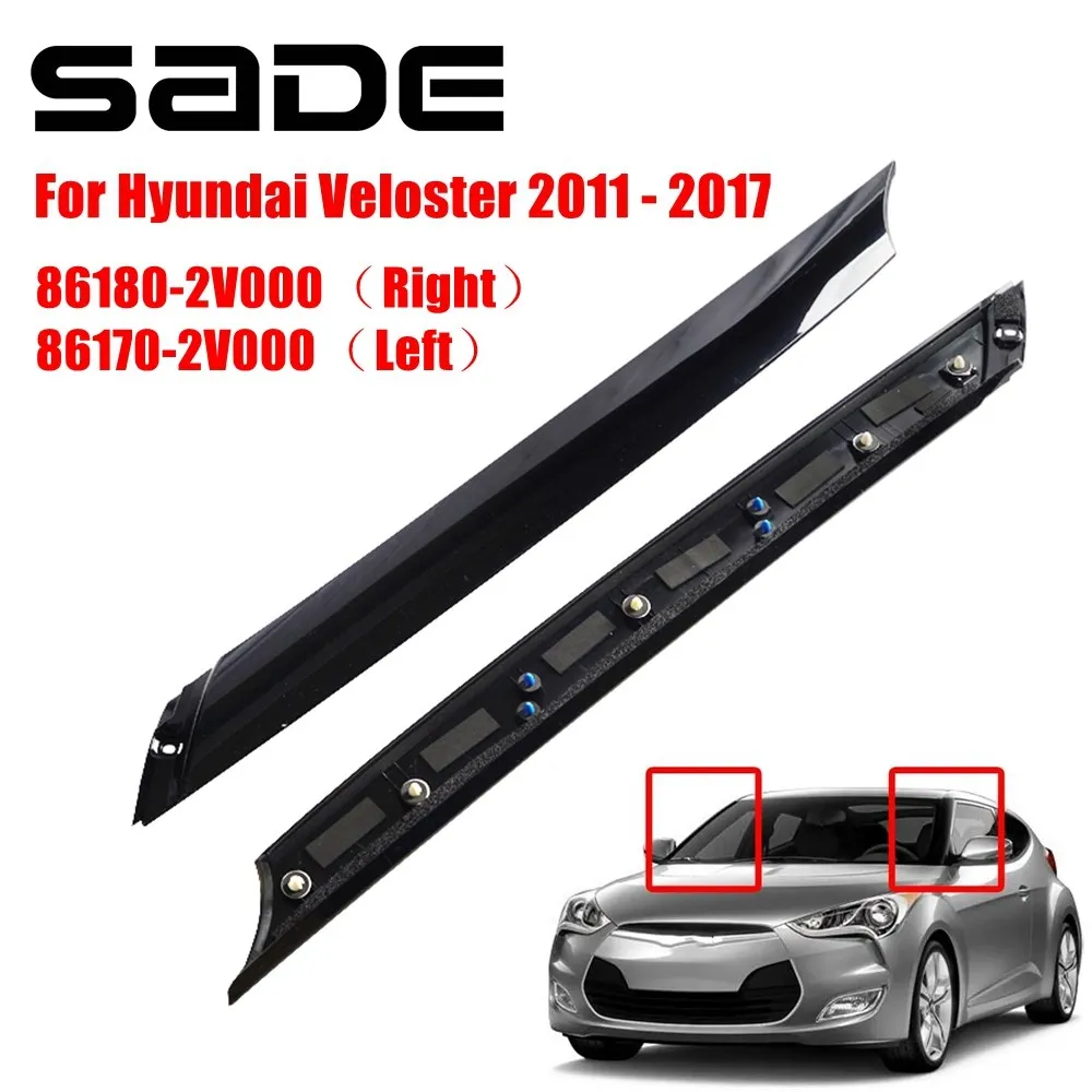 

1Pair Car Front Molding Windshield Pillar Trim Left Right Side For Hyundai Veloster 2011-2017 Replaces 86170-2V000, 86180-2V000