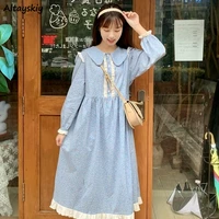 long sleeve dress women floral lace a line spring new mid calf hot sale french girls design fashion streetwear vestido clothing