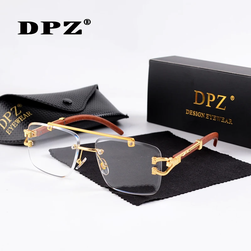 2022 DPZ Carter Fashion Unique Semi-Rimless Square Style Gradient Sunglasses  Vintage Classic Brand Design Sun Glasses