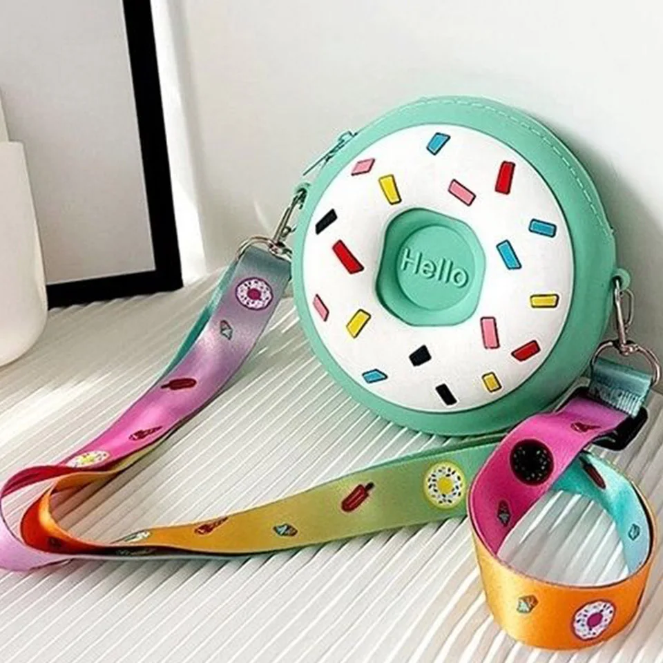 New Children'S Pink Rainbow Small Bag PVC Silica Gel Bag Cartoon Cross-Body Bag Little Girl Cute Shoulder Bag Zero Wallet M807