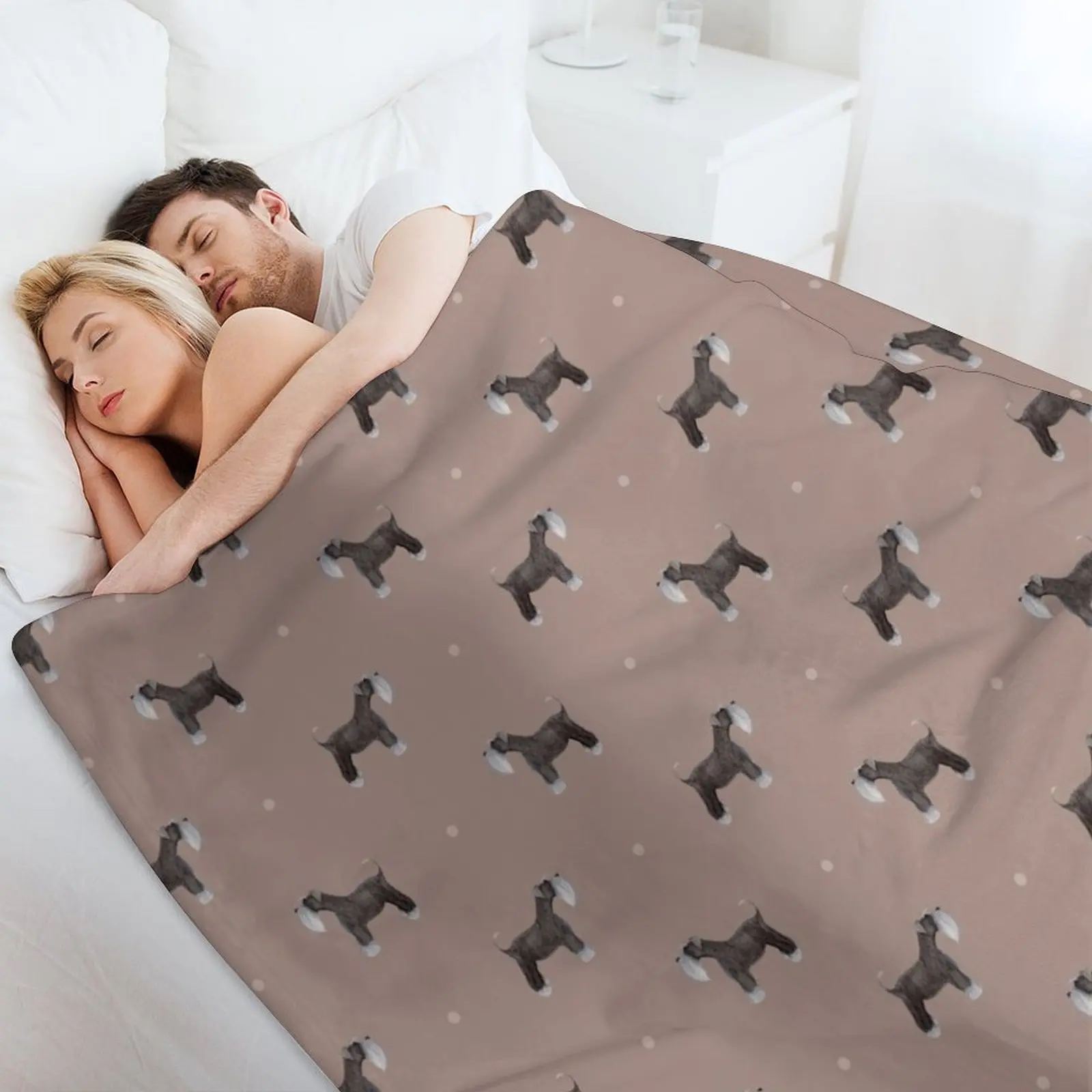 Боковое покрытие Шнауцер Повторительный узор Гриб Розовое одеяло Диваны