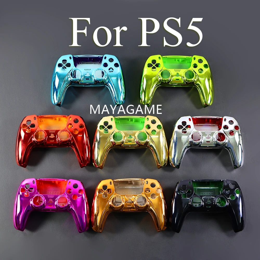

For PS5 Controller Full Set Chrome Housing Case Cover with button Decorative Strip Shell Mod Kit