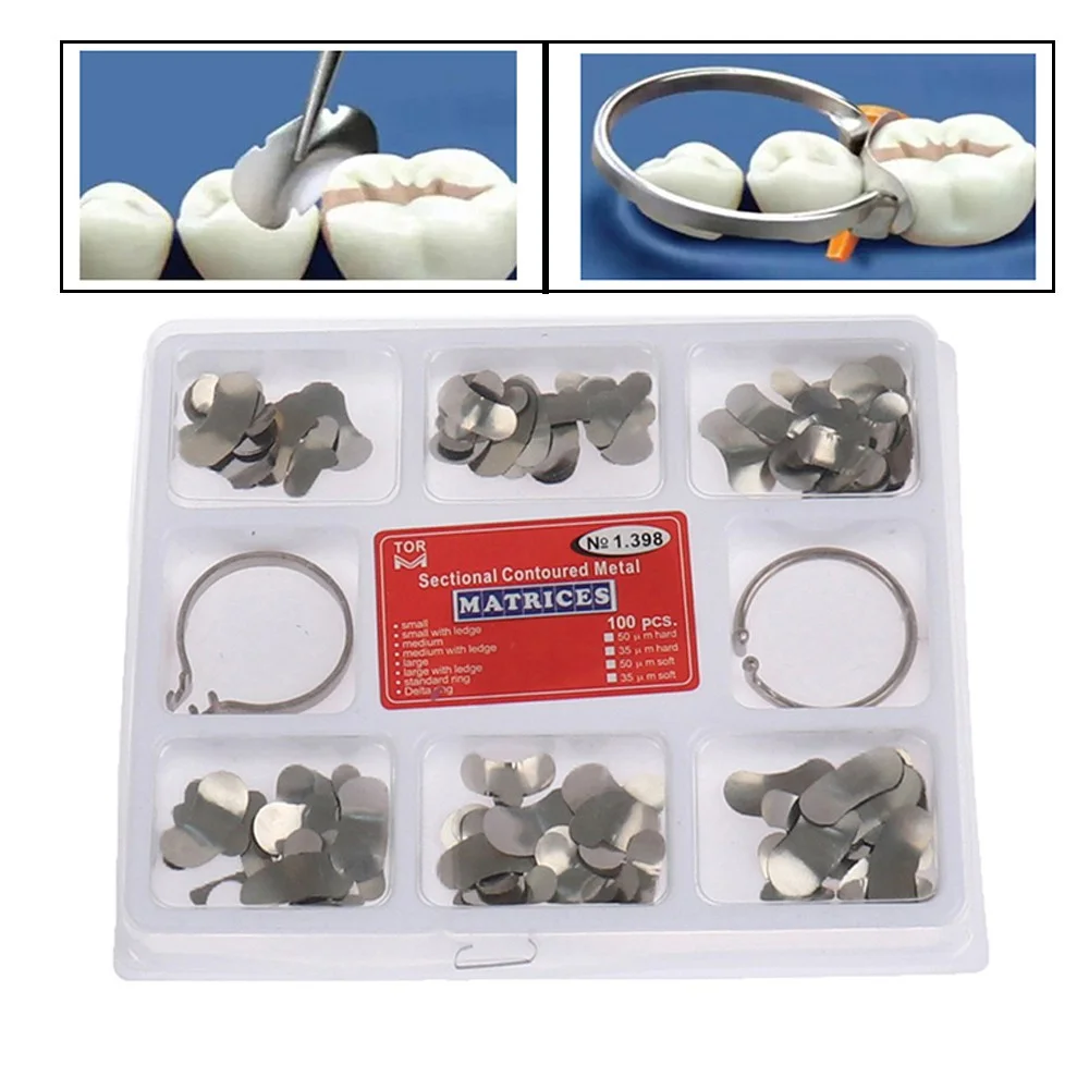 Стоматологическая матрица DENTASOP Tools 100 шт. частичный купол металлическая полный