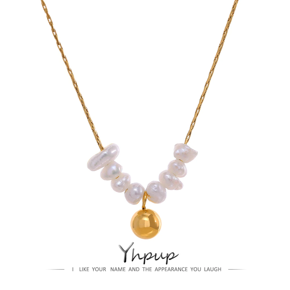 

Yhpup 2022 Summer Natural Freshwater Pearls Delicate Korean Gentle Charm Necklace Stainless Steel Fashion Jewelry for Women